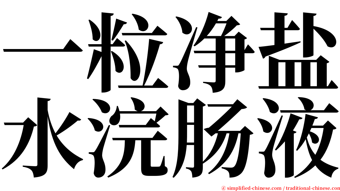 一粒净盐水浣肠液 serif font