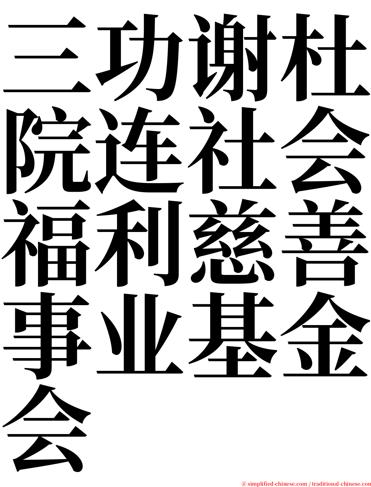三功谢杜院连社会福利慈善事业基金会 serif font