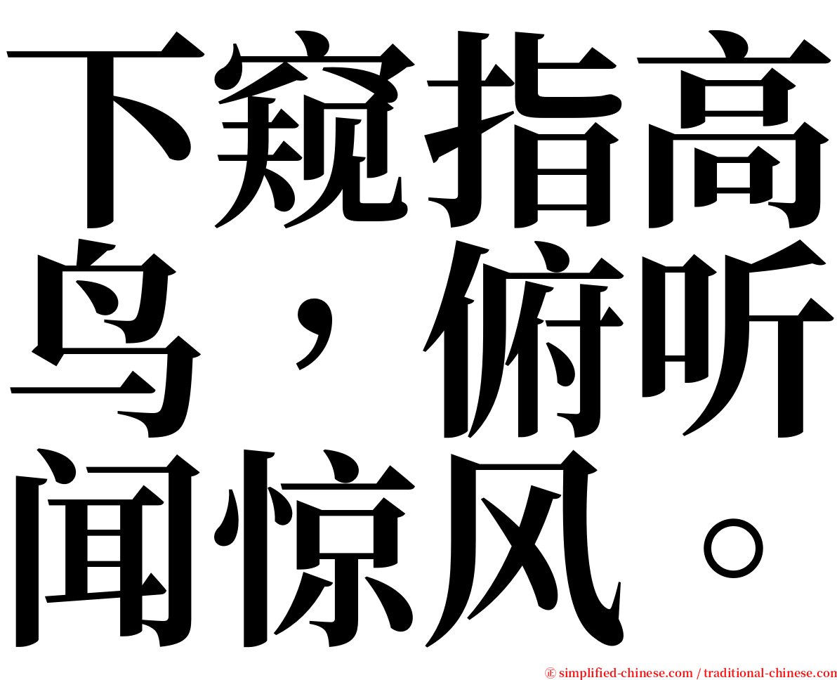 下窥指高鸟，俯听闻惊风。 serif font