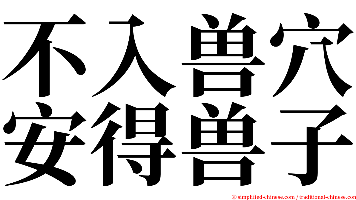 不入兽穴安得兽子 serif font