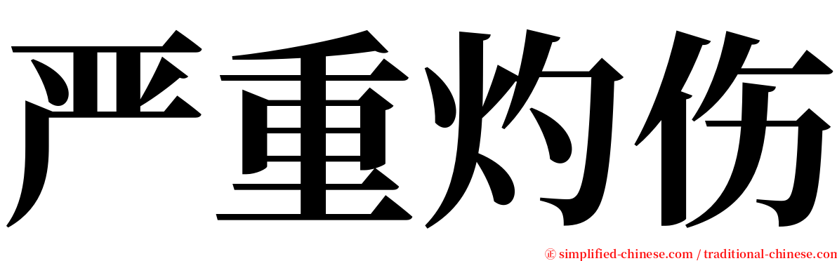 严重灼伤 serif font