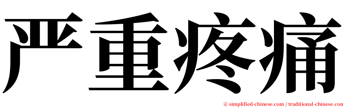 严重疼痛 serif font