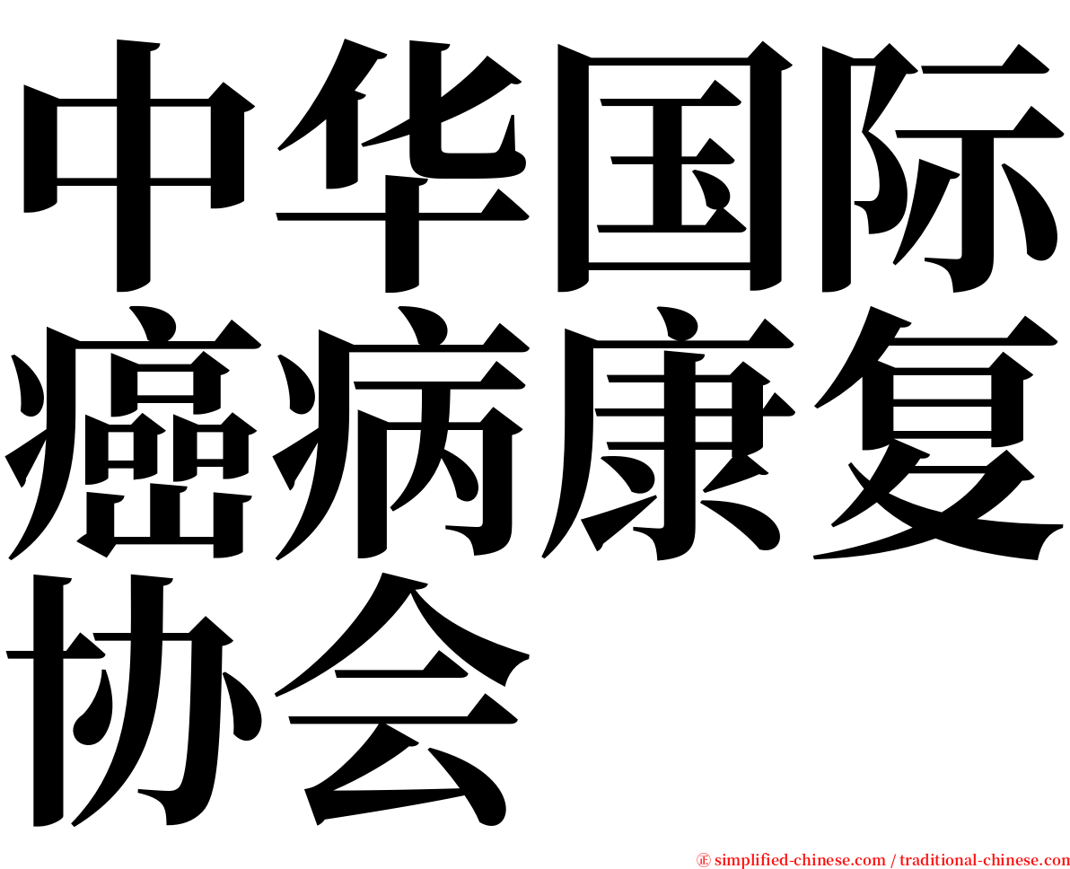 中华国际癌病康复协会 serif font