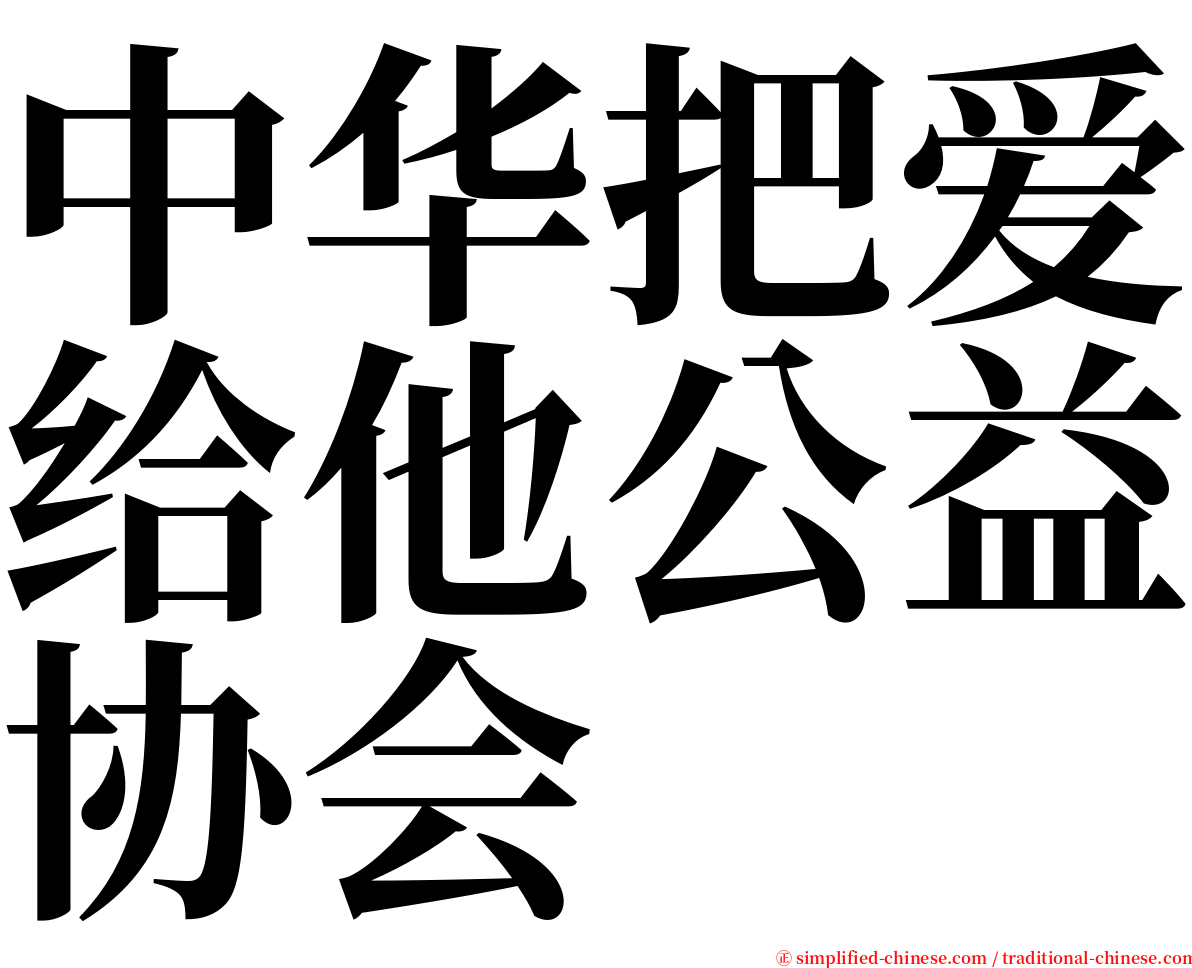 中华把爱给他公益协会 serif font