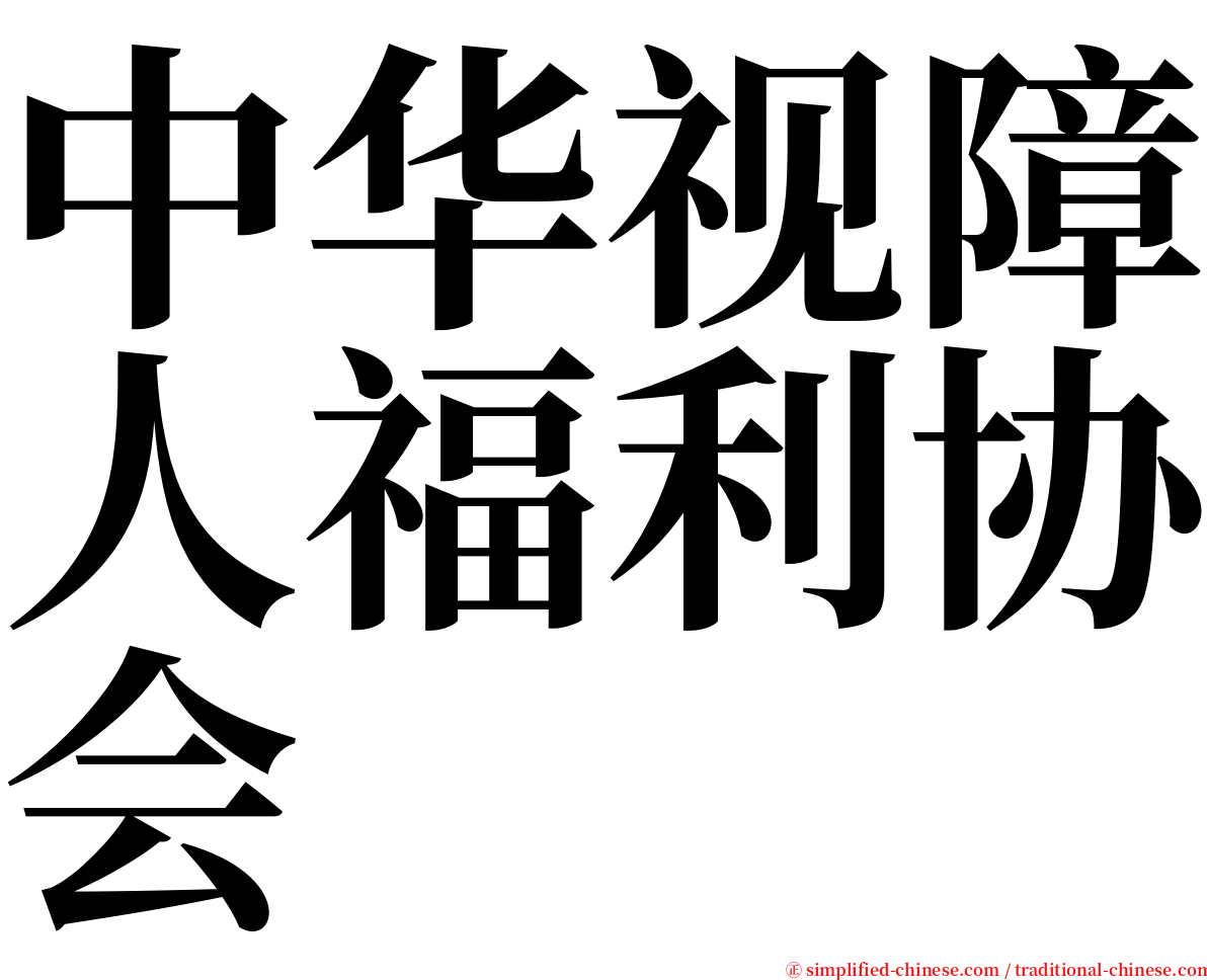 中华视障人福利协会 serif font