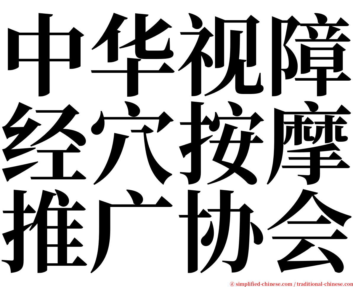 中华视障经穴按摩推广协会 serif font