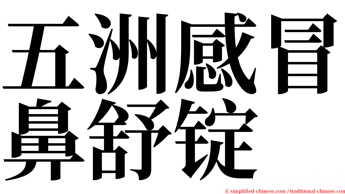 五洲感冒鼻舒锭 serif font
