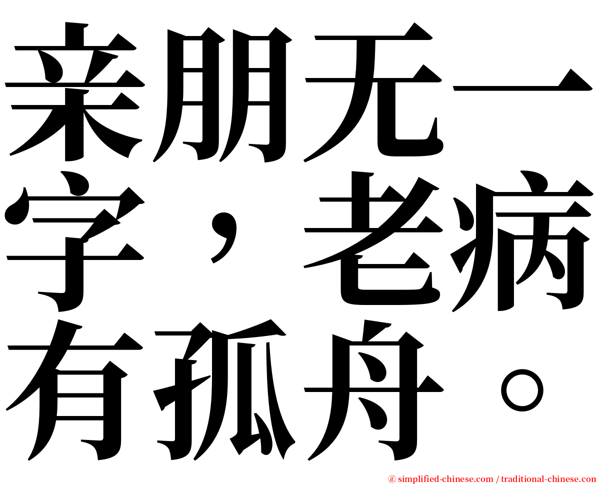 亲朋无一字，老病有孤舟。 serif font
