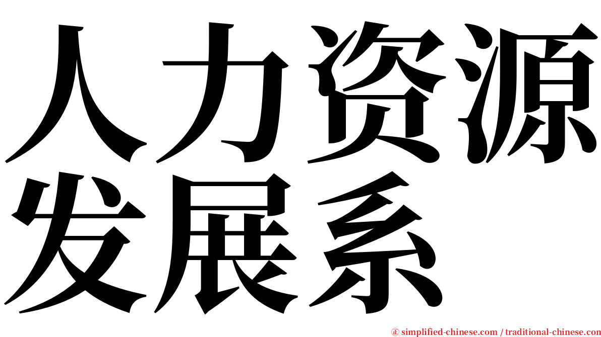 人力资源发展系 serif font
