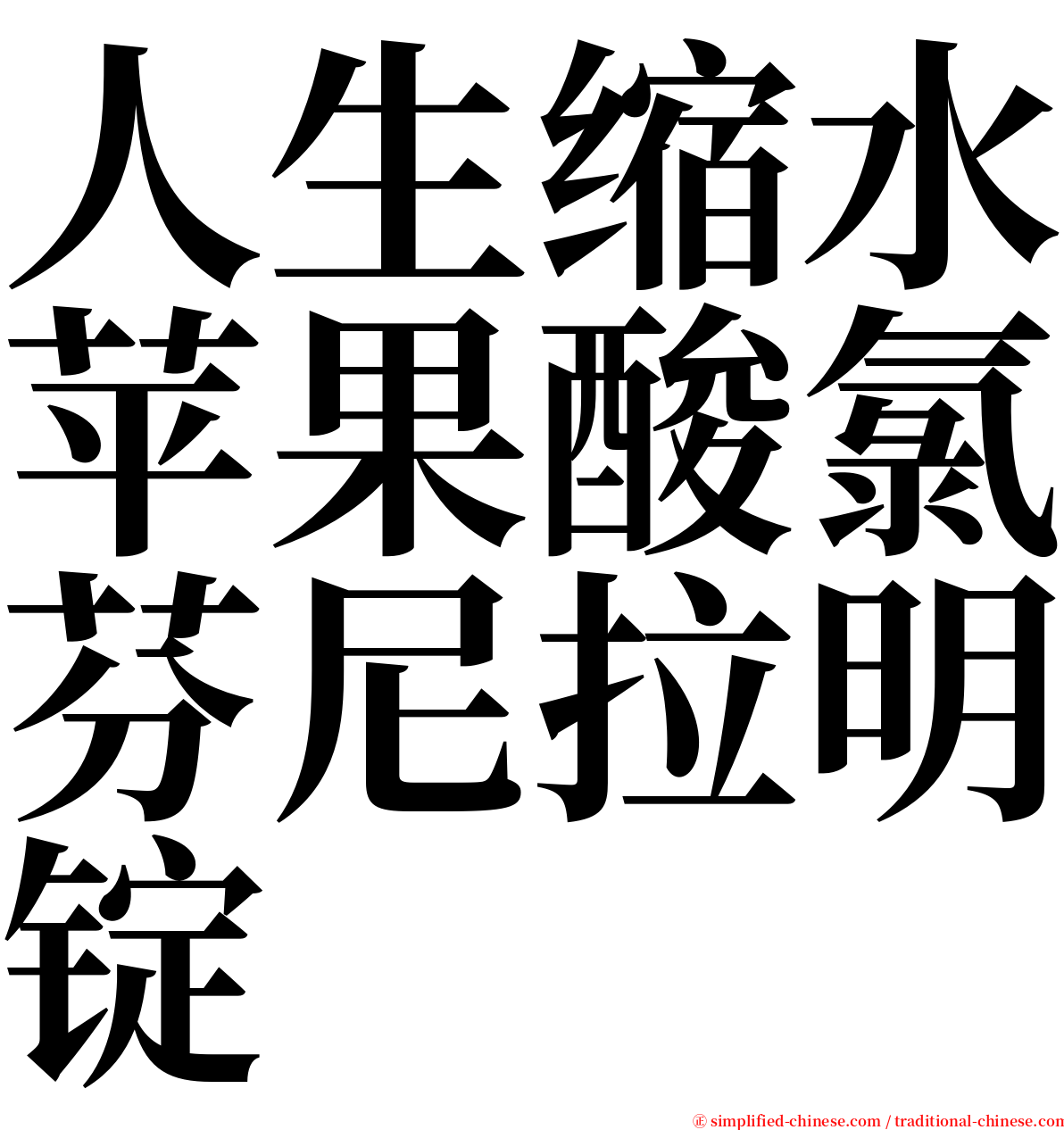 人生缩水苹果酸氯芬尼拉明锭 serif font