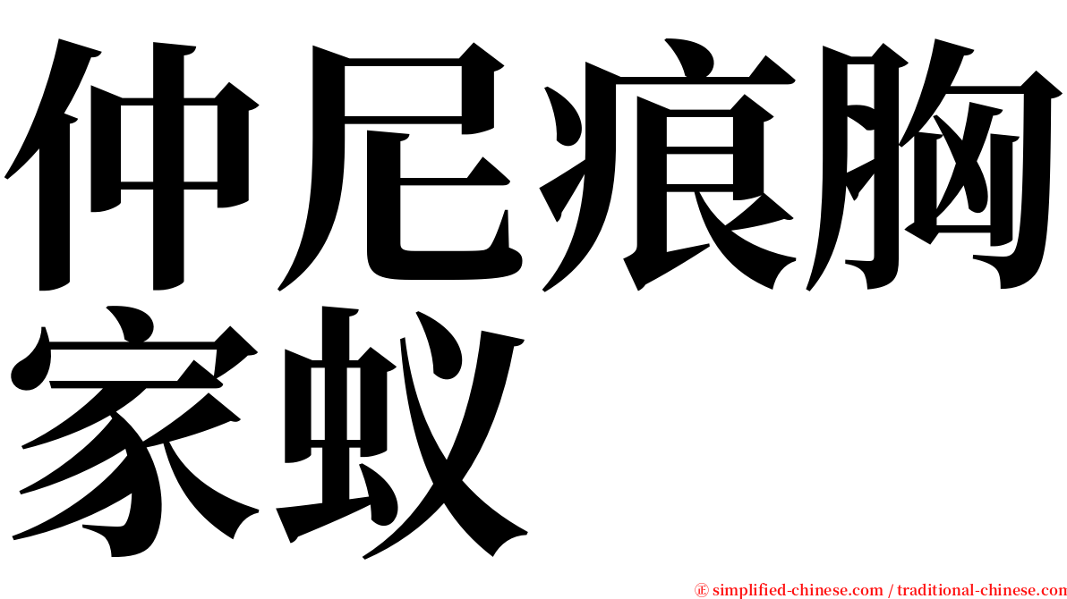 仲尼痕胸家蚁 serif font