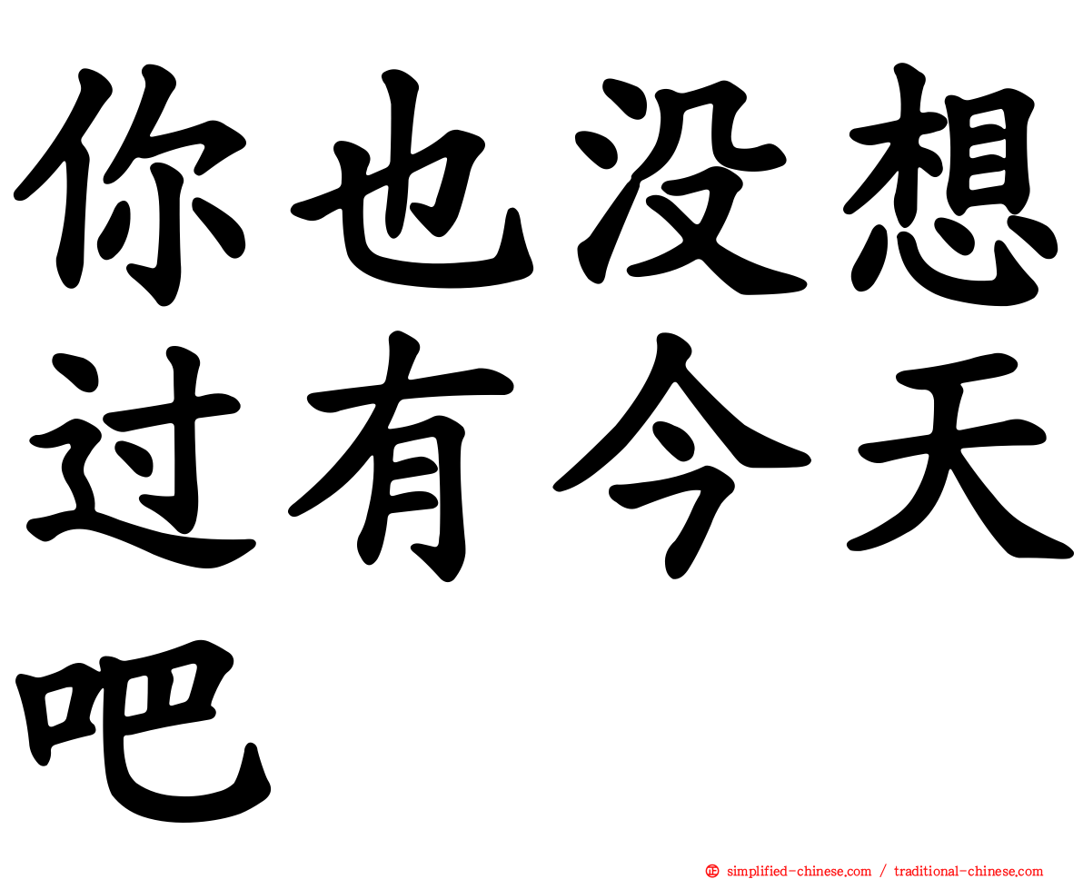 你也没想过有今天吧