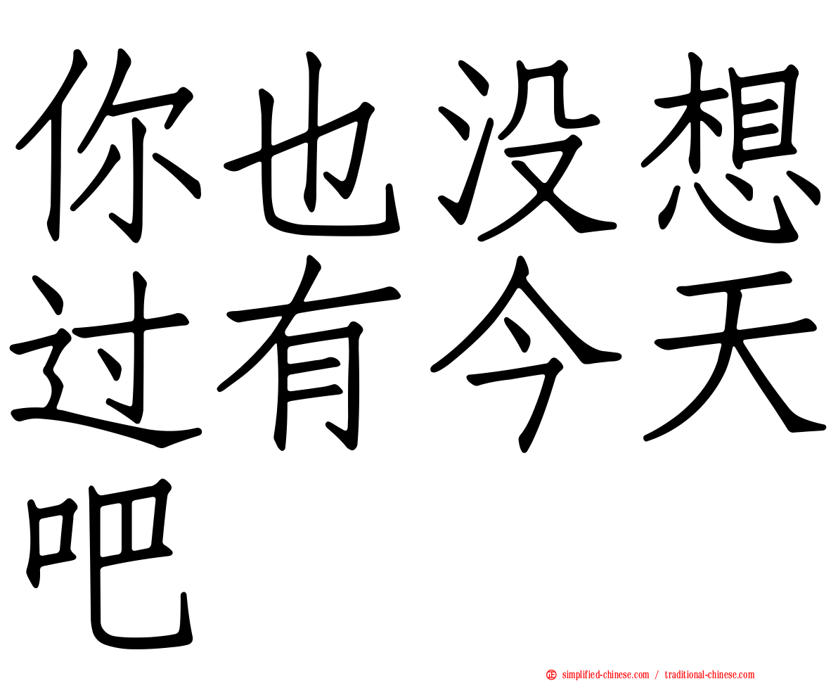 你也没想过有今天吧