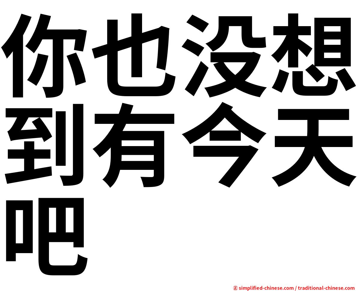 你也没想到有今天吧