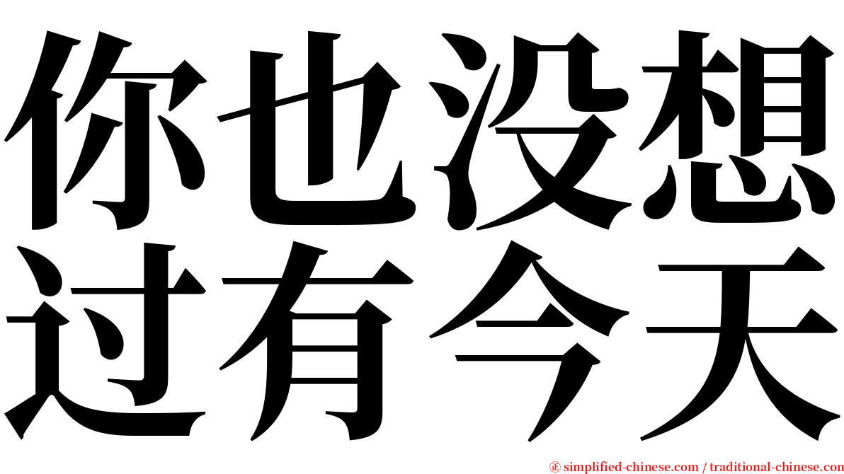你也没想过有今天 serif font