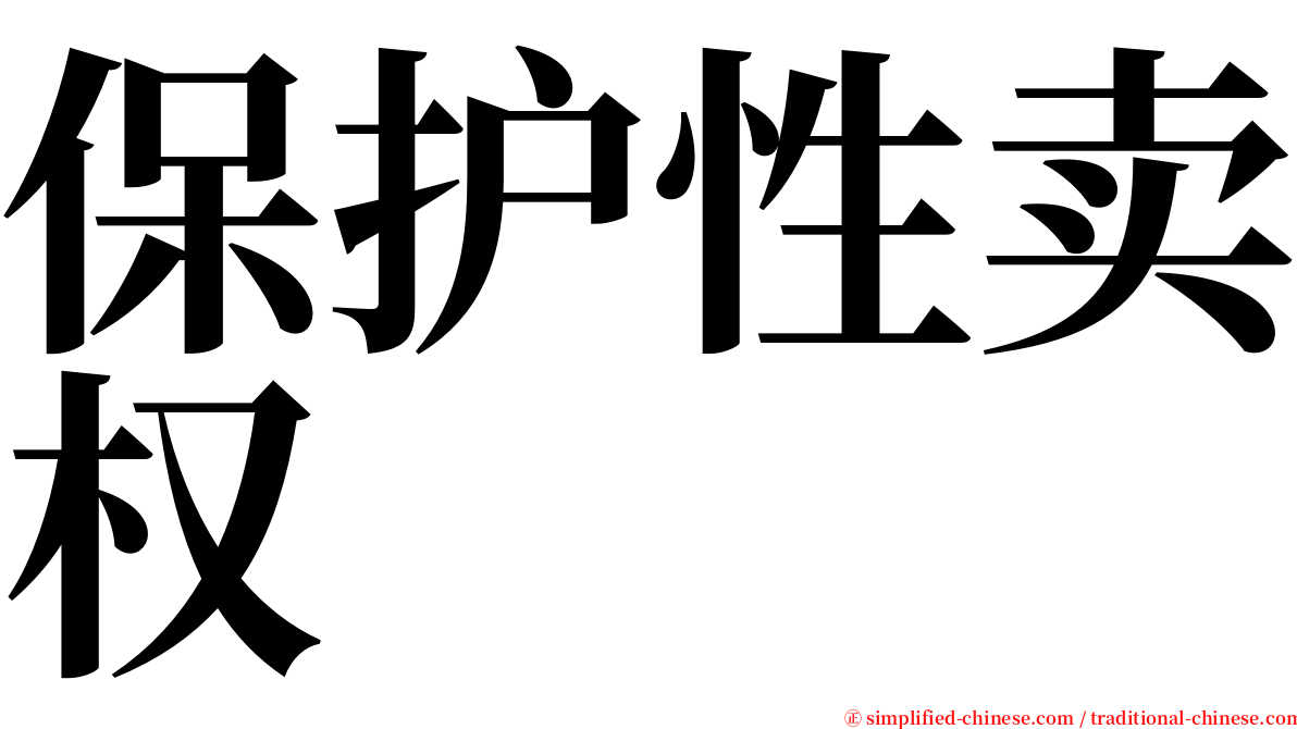 保护性卖权 serif font