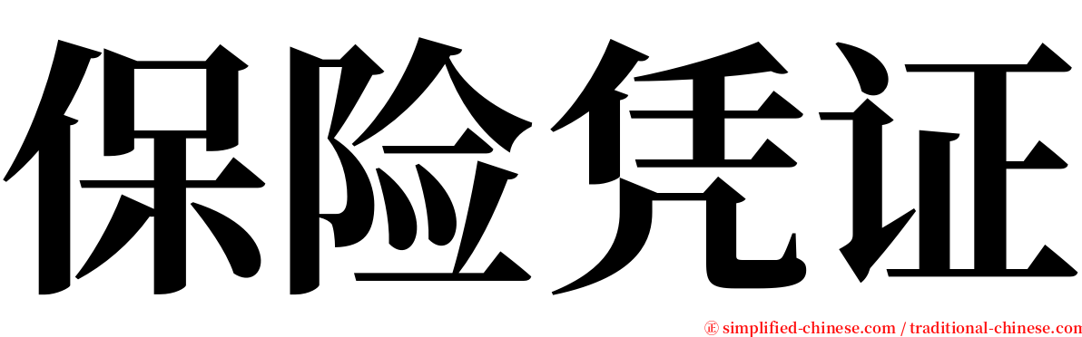 保险凭证 serif font