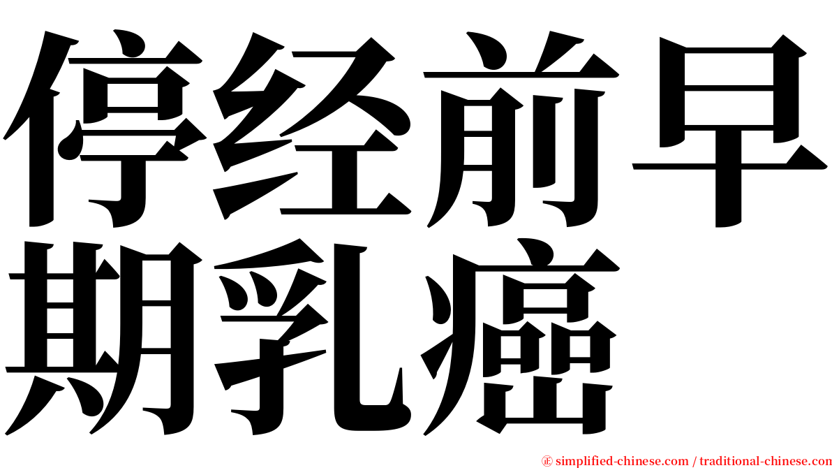 停经前早期乳癌 serif font