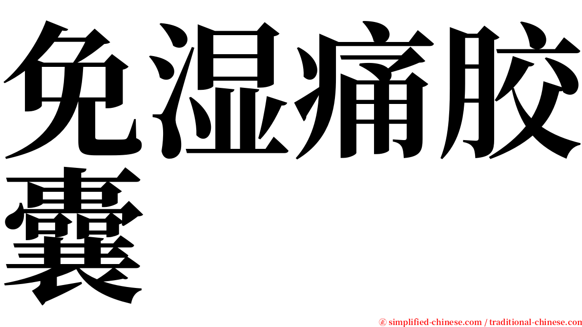免湿痛胶囊 serif font