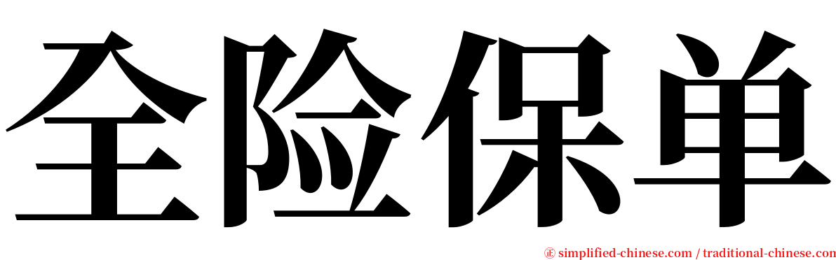 全险保单 serif font