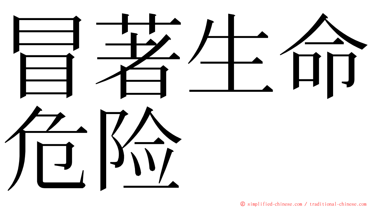 冒著生命危险 ming font