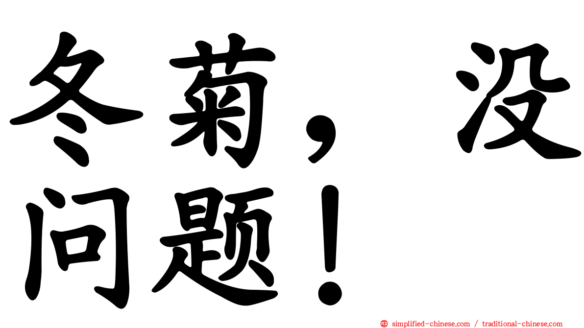 冬菊，没问题！