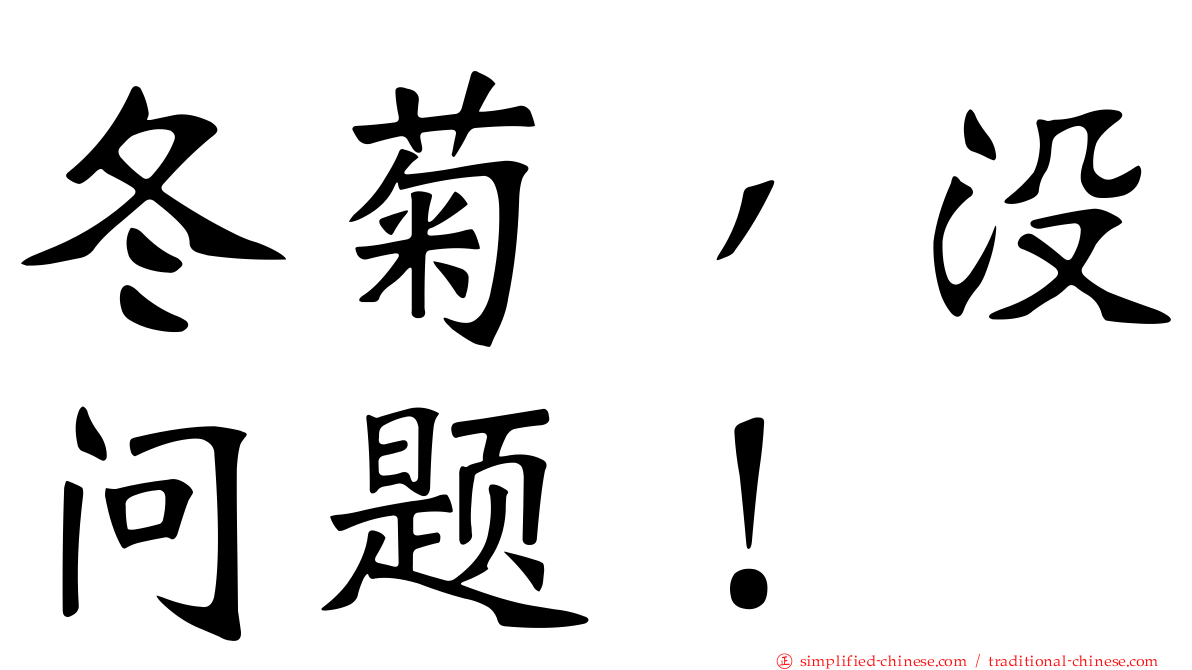 冬菊，没问题！