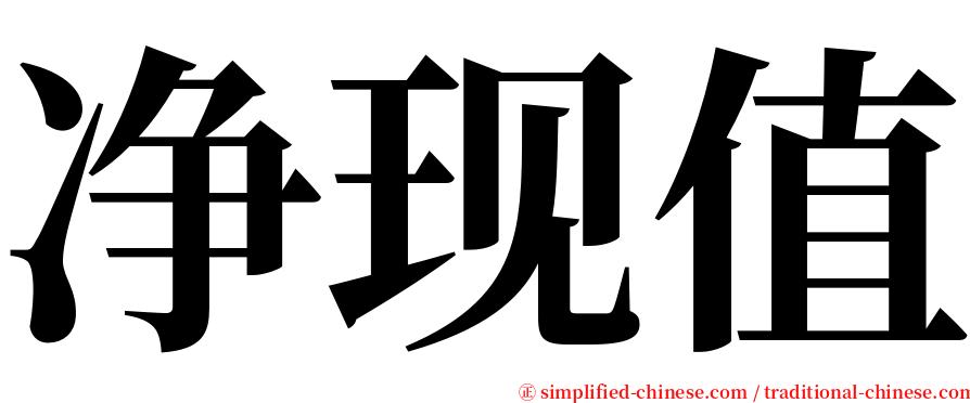 净现值 serif font