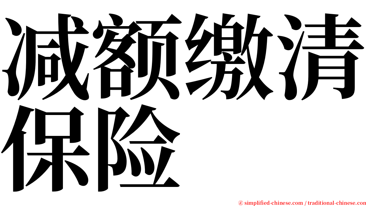 减额缴清保险 serif font