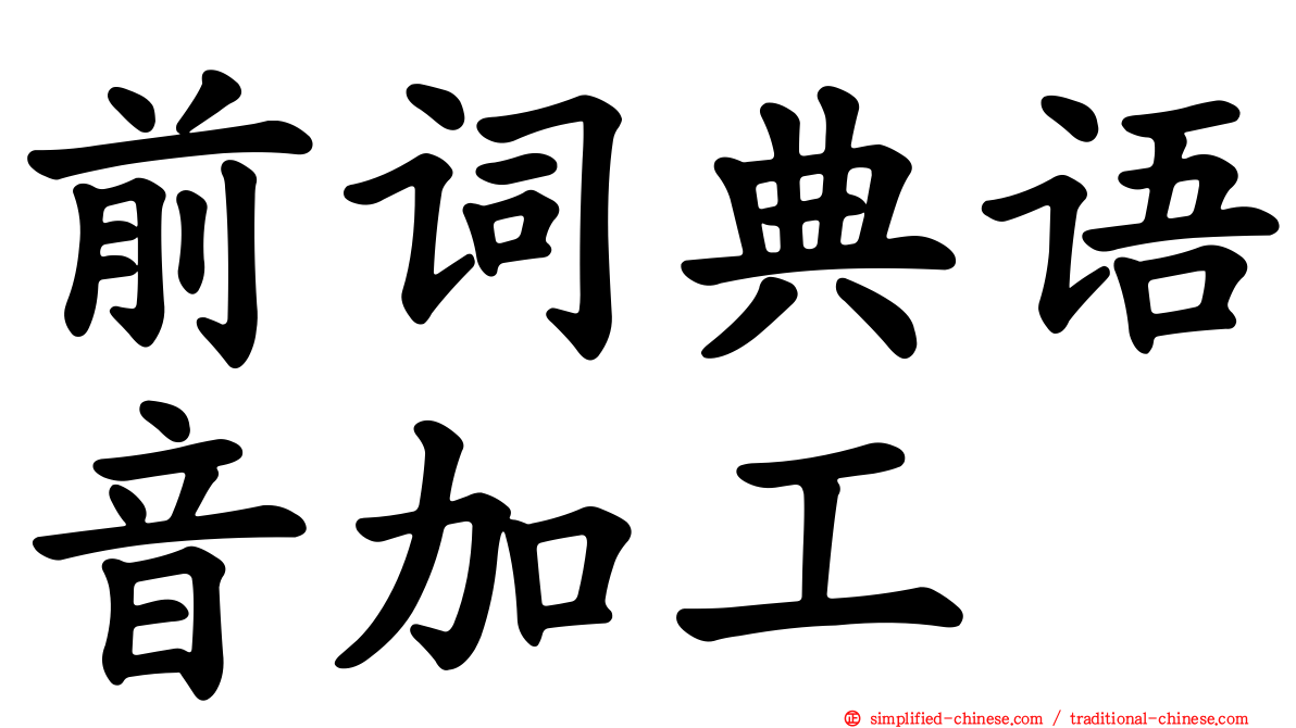 前词典语音加工
