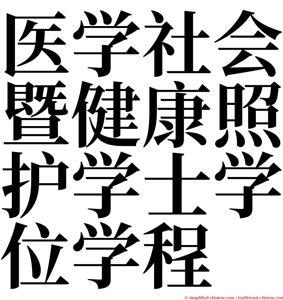 医学社会暨健康照护学士学位学程 serif font