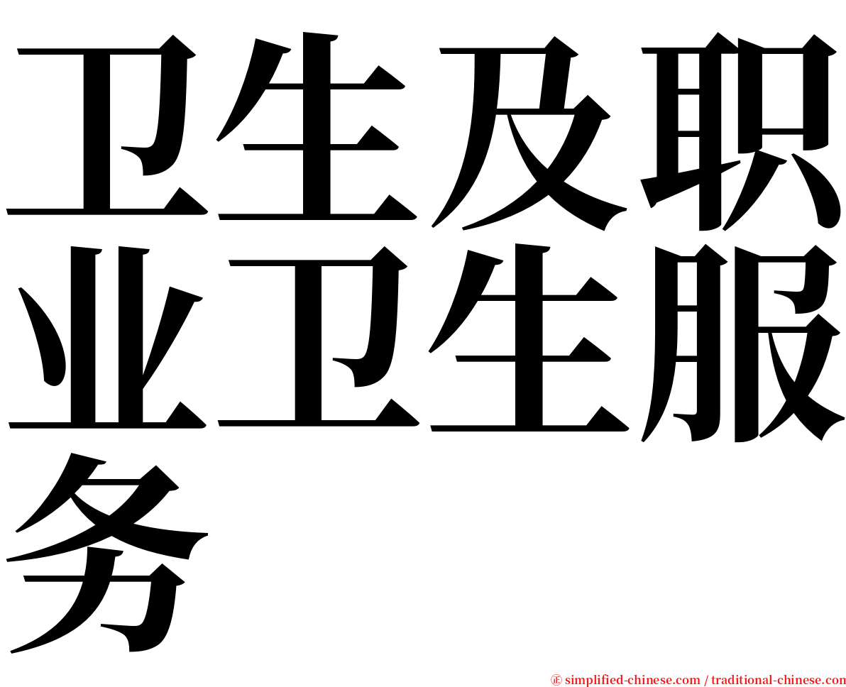 卫生及职业卫生服务 serif font