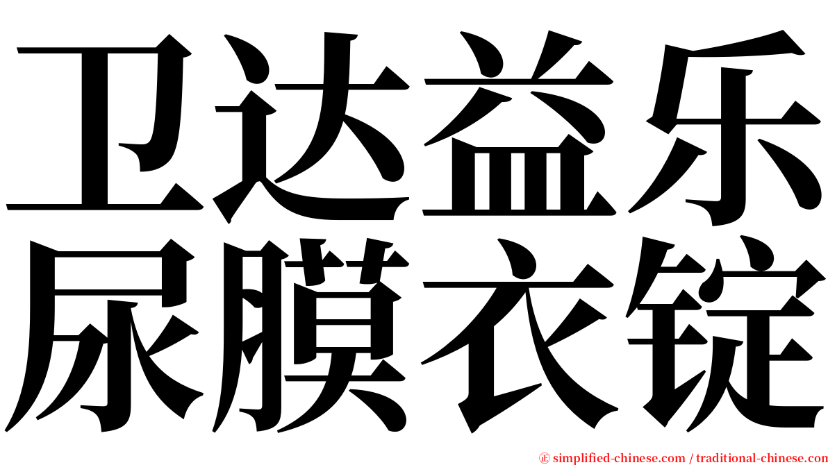 卫达益乐尿膜衣锭 serif font