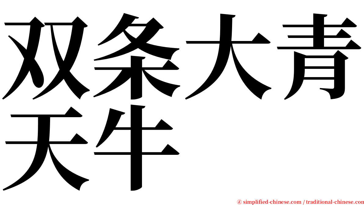 双条大青天牛 serif font