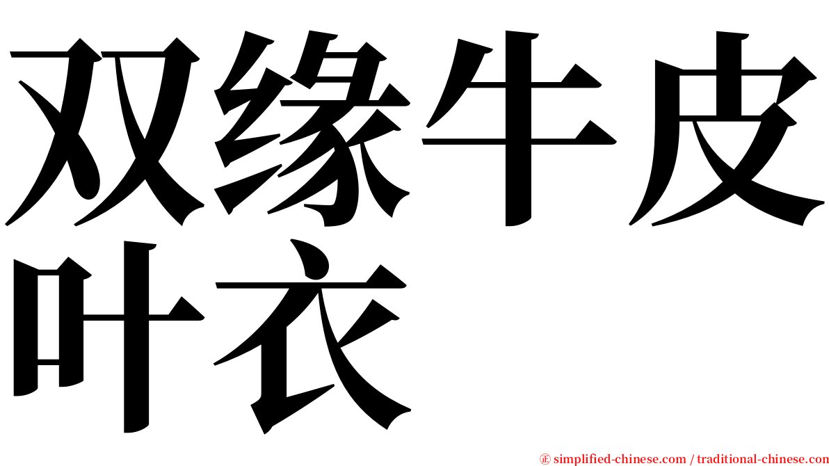 双缘牛皮叶衣 serif font
