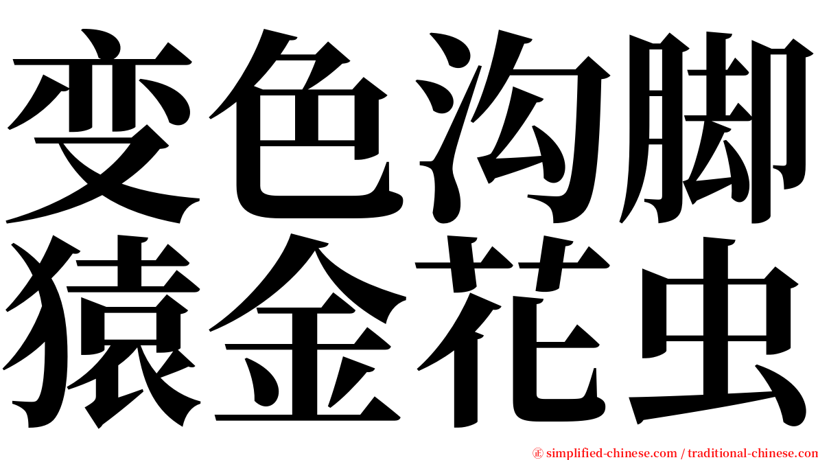 变色沟脚猿金花虫 serif font