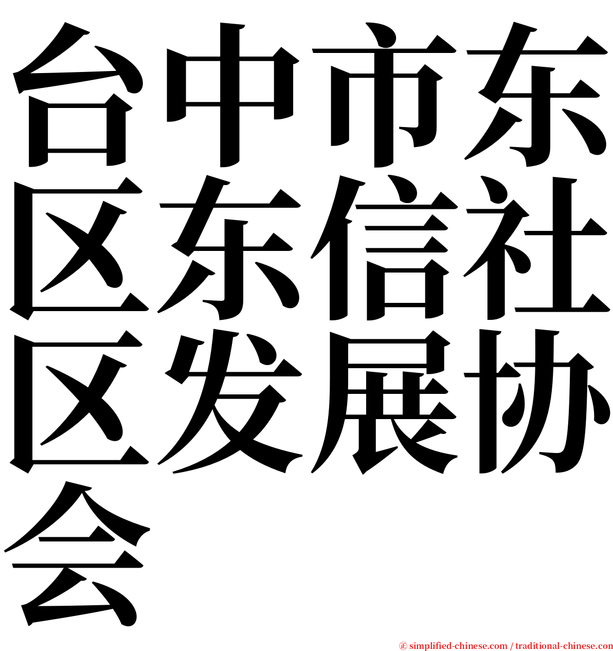 台中市东区东信社区发展协会 serif font