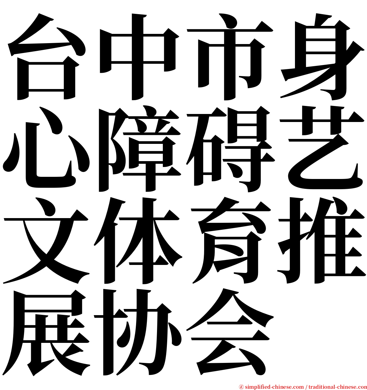 台中市身心障碍艺文体育推展协会 serif font