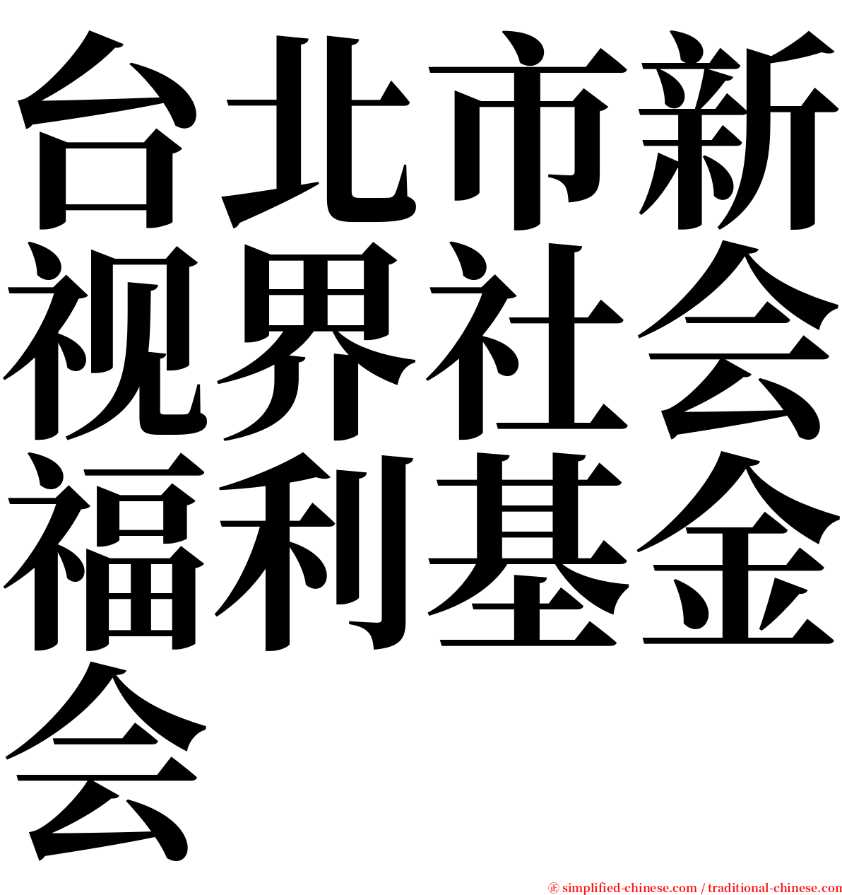 台北市新视界社会福利基金会 serif font