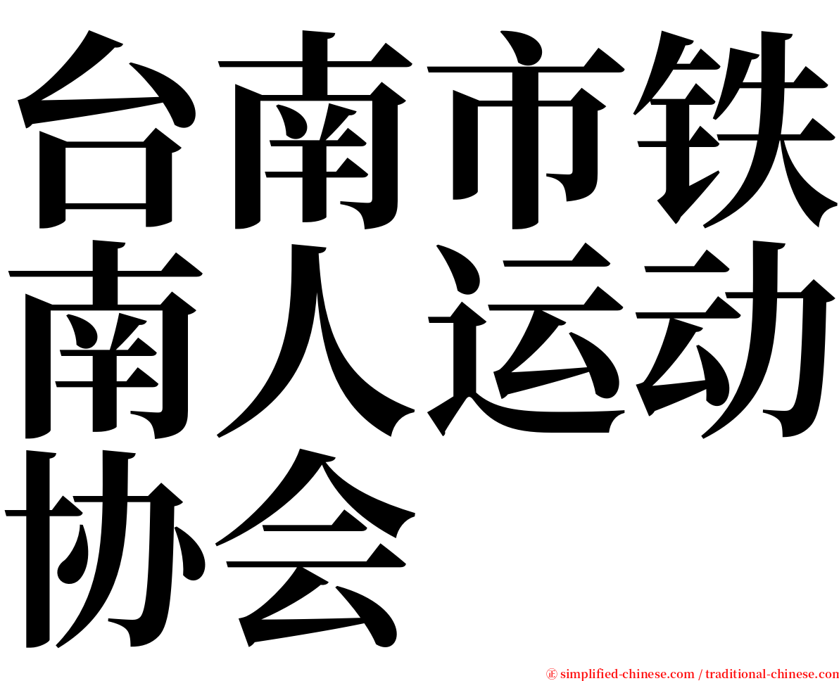 台南市铁南人运动协会 serif font