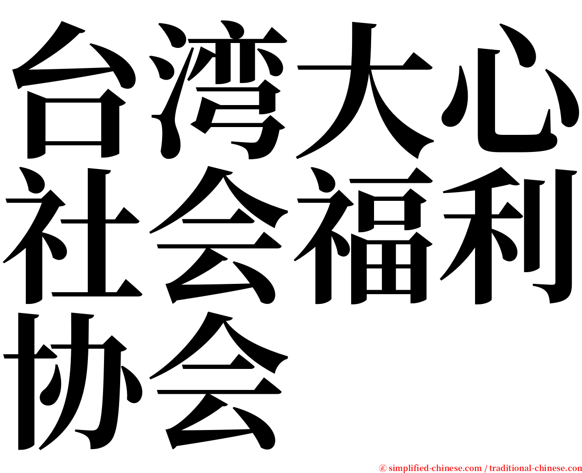 台湾大心社会福利协会 serif font