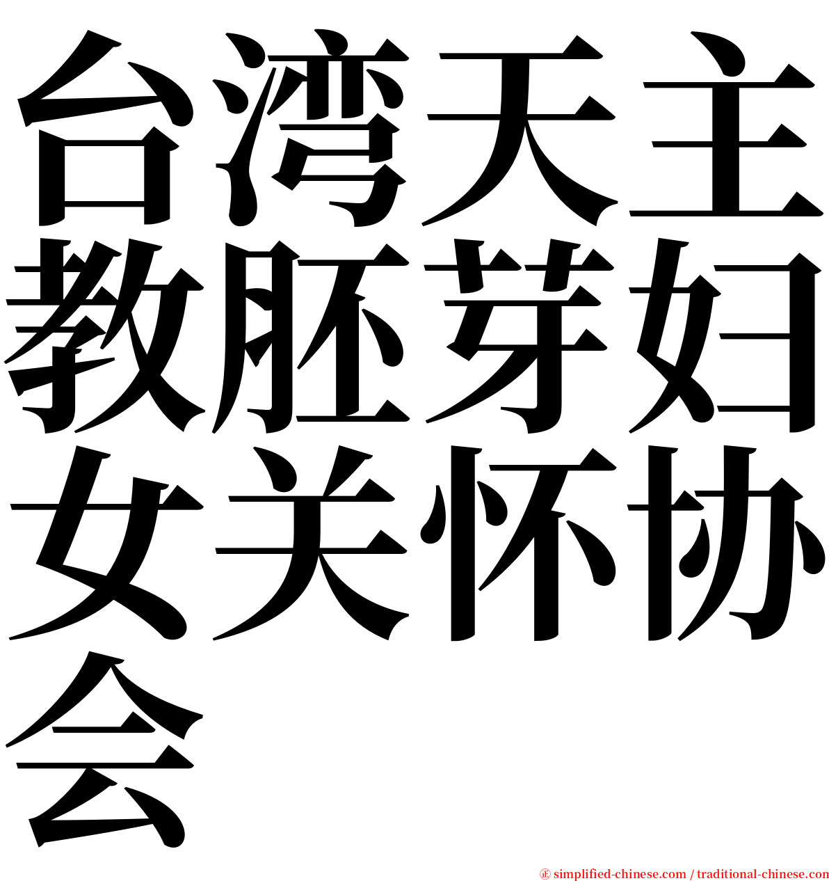 台湾天主教胚芽妇女关怀协会 serif font