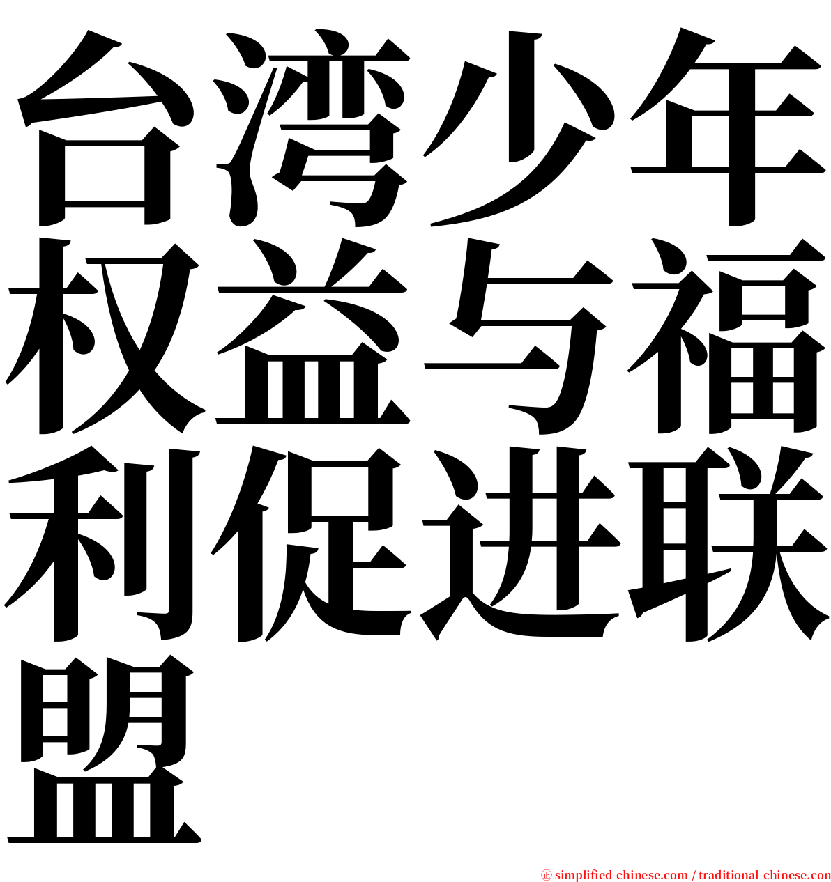 台湾少年权益与福利促进联盟 serif font