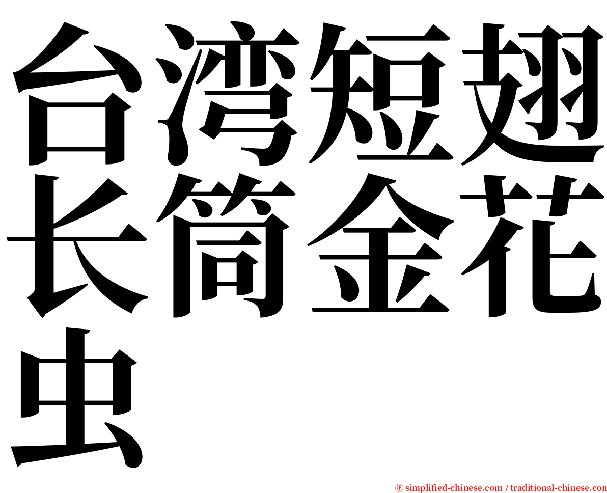 台湾短翅长筒金花虫 serif font