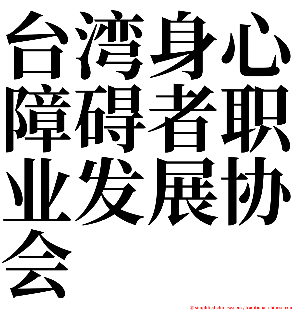 台湾身心障碍者职业发展协会 serif font