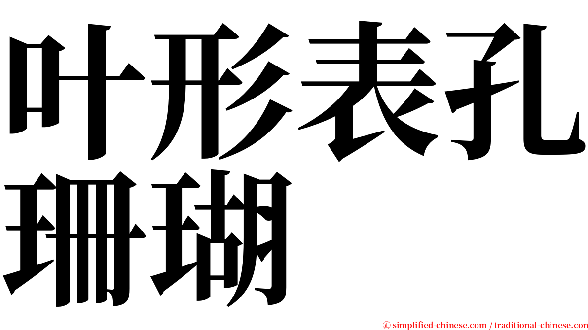 叶形表孔珊瑚 serif font