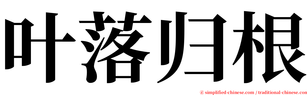叶落归根 serif font