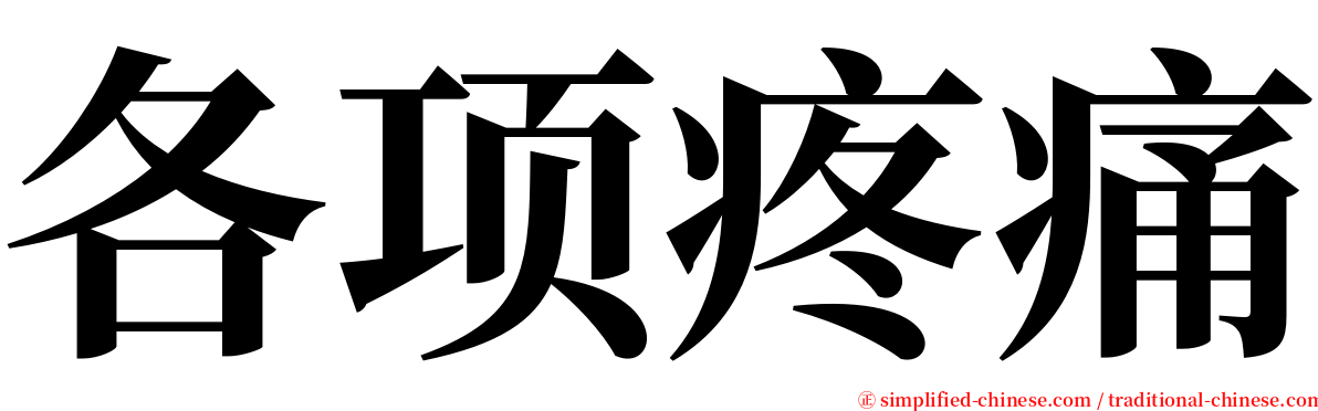 各项疼痛 serif font