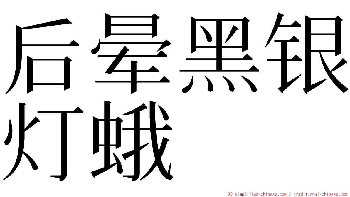 后晕黑银灯蛾 ming font