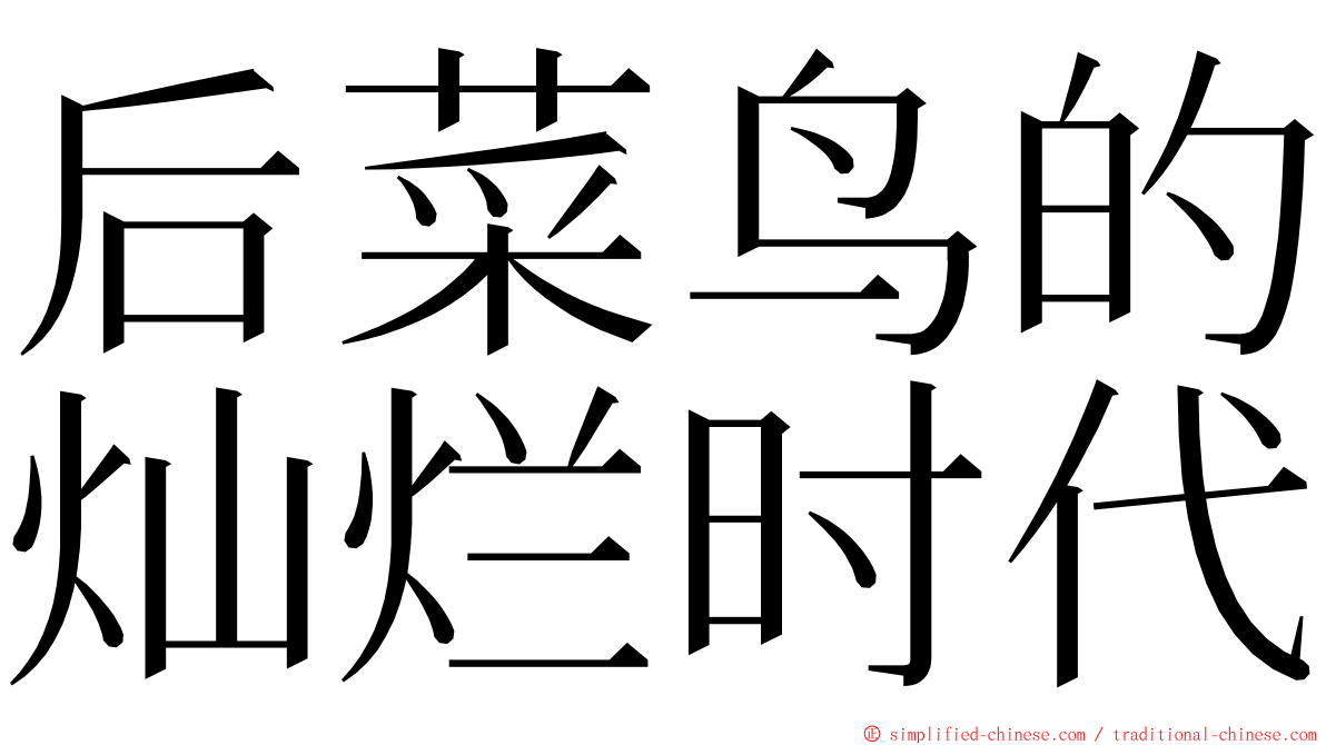 后菜鸟的灿烂时代 ming font